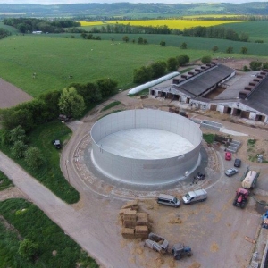 Stallkamp corrugated steel tank aerial picture