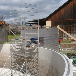 Stallkamp installation adding hight concrete tank